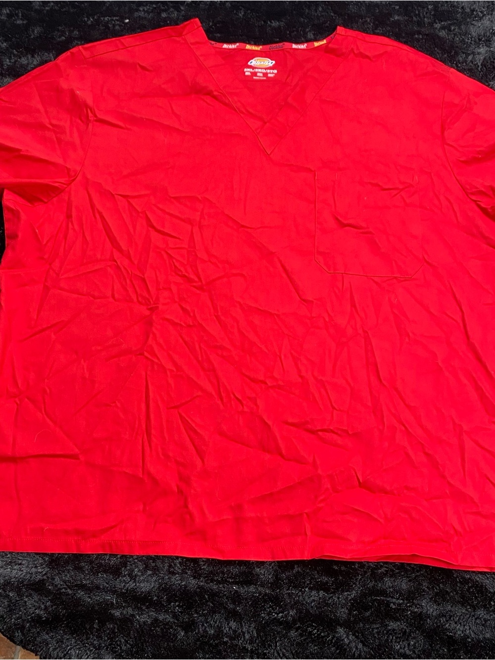 Dickies EDS Signature Scrub Top 3XL Red Unisex V-Neck Pocket NWT 83706